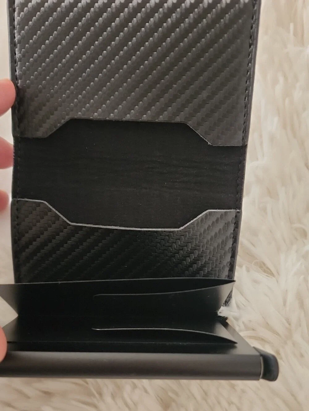 New Mens Black Carbon-Texture RDIF Card Holder Wallet